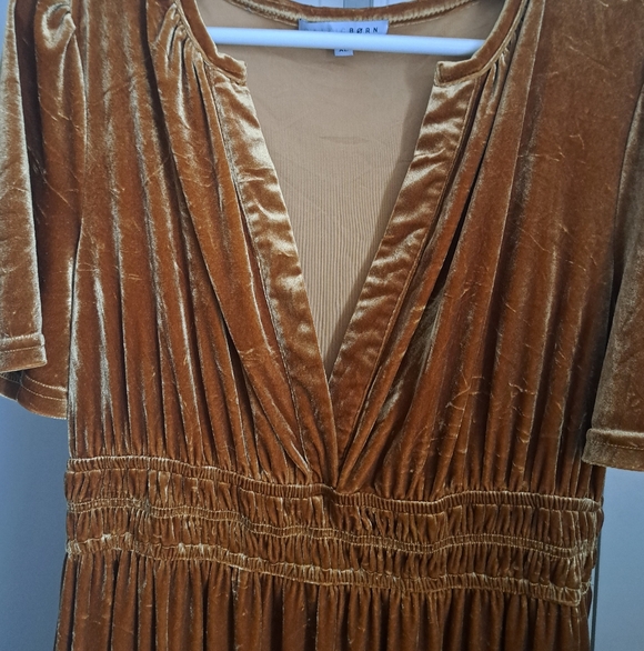 BALTIC Born Artemis Velvet Tiered Maxi Dress Dark Spice RUST BRONZE Boho XL - Picture 6 of 11